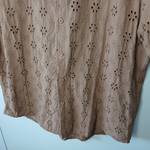 NWT DAVIDE NERI Casual Buttons Down Shirt Size Large 100% Cotton Brown Color - Picture 3 of 10